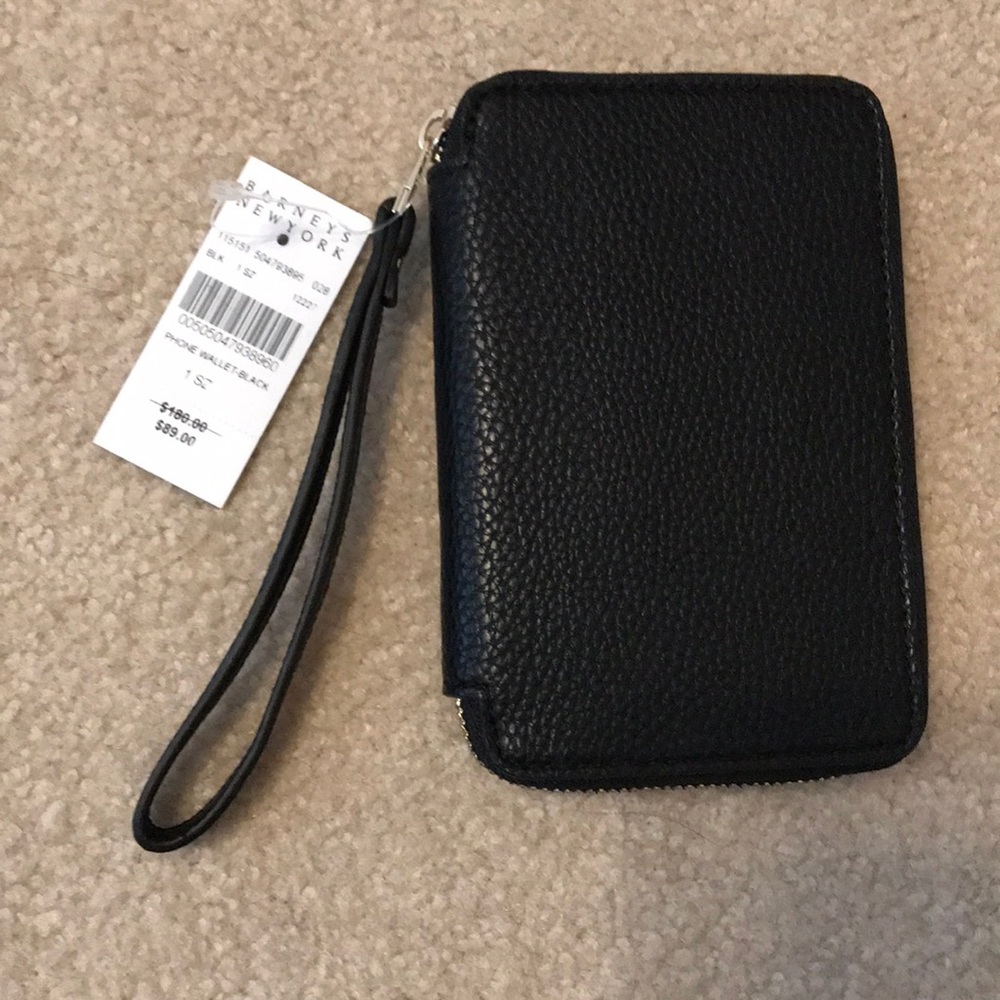 Barney's New York black leather phone/card wallet